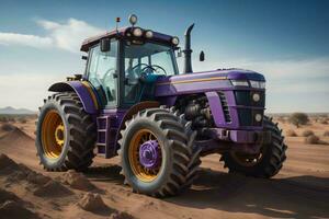 AI generated Tractor in the desert. generative ai photo