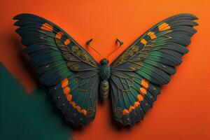 AI generated Butterfly on orange background. generative ai photo