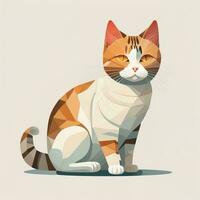 AI generated Cute cat sitting on the floor. Vector illustration in retro style. ai generative photo