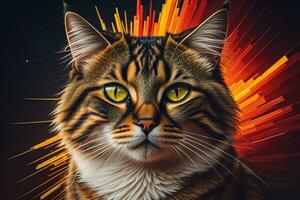 AI generated Portrait of a beautiful Maine Coon cat on a dark background. ai generative photo