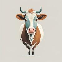 AI generated Illustration of a portrait of a cow on a grey background. ai generative photo