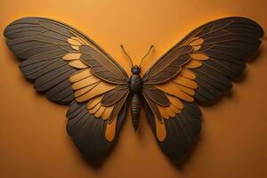 AI generated butterfly wings on orange background. generative ai photo