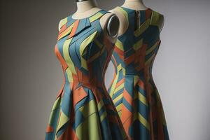 AI generated Fashionable dress on a mannequin. Studio shot. generative ai photo