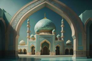 AI generated a mosque in the middle of the arches. ai generated photo