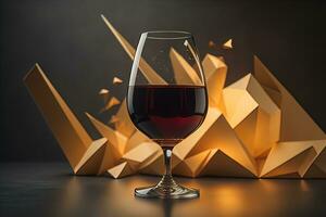 AI generated Glass of red wine on black background. ai generative photo