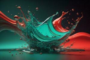 AI generated abstract background, liquid splash, red and blue. ai generated photo