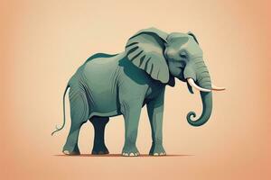 AI generated Vector illustration of an elephant. Isolated on a solid color background. ai generative photo