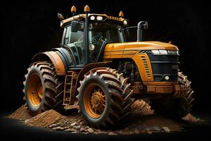 AI generated tractor in the dirt on a black background. generative ai photo