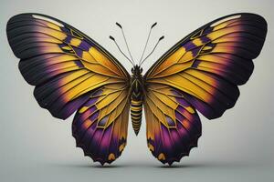AI generated Butterfly with colorful wings on a gray background. generative ai photo