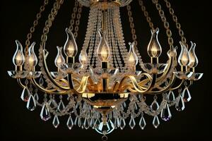 AI generated Luxury chandelier isolated on dark background. ai generative photo