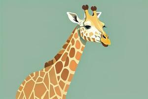 AI generated Giraffe isolated on green background. Cartoon style. Vector illustration. ai generative photo