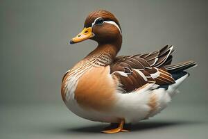 AI generated Beautiful duck on a solid color background. ai generative photo