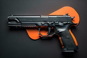 AI generated Semi-automatic handgun on a solid color background. Close-up. ai generative photo