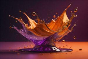 AI generated a splash of orange and purple paint. ai generated photo