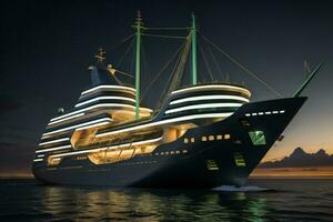 AI generated Cruise Ship in the Ocean. generative ai photo
