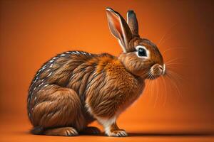 AI generated Easter bunny on a solid color background. ai generative photo