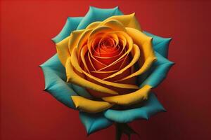 AI generated close up of beautiful rose flower on colorful background. ai generative photo