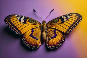 AI generated butterfly on purple background, ai generated photo