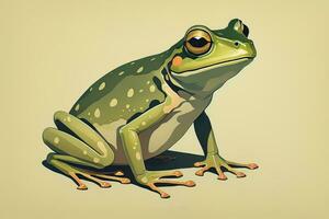 AI generated Frog on a green background. Vector illustration of a frog. ai generative photo