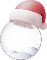 3D Glass Christmas Snow Globe with Santa Claus Hat png
