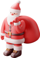 3d Papa Noel claus personaje con regalo bolso png