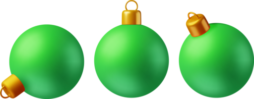 3D Green Christmas Ball with Golden Clamp png