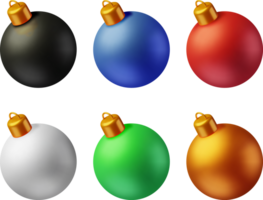 3D Set of Christmas Balls with Golden Clamp png