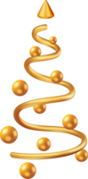 3d Navidad árbol con oro espiral y pelotas png