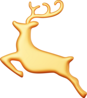 3D Christmas Gold Deer Statue png