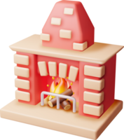 3D Fireplace with Burning Wood png