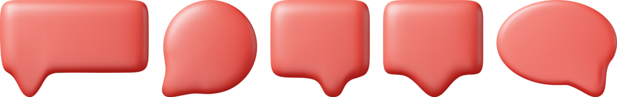 3D Red Blank Speech Bubble Set png