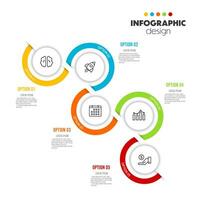Vector circle timeline infographics template for presentations 5 option.