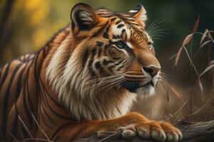 AI generated Sumatran Tiger, Panthera tigris altaica. generative ai photo