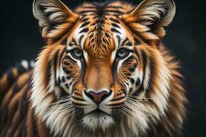 ai generado retrato de un Tigre en un sólido color antecedentes. de cerca. ai generativo foto