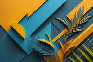 AI generated abstract geometric background with palm leaves, modern design. generative ai photo