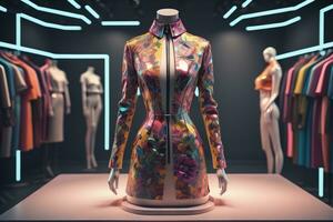 AI generated Fashion designer mannequin in a clothing store. generative ai photo