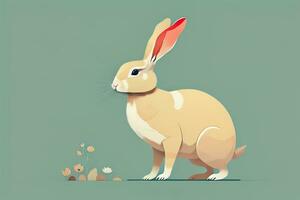 AI generated Vector illustration of a cute white rabbit sitting on a gray background. ai generative photo