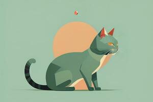 AI generated Cute cat sitting on the floor. Vector illustration in retro style. ai generative photo