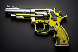 AI generated Semi-automatic handgun on a solid color background. Close-up. ai generative photo