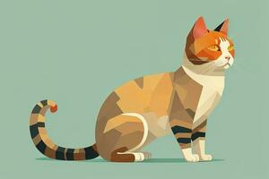 AI generated Cute cat sitting on the floor. Vector illustration in retro style. ai generative photo