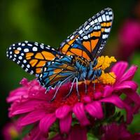 AI generated Butterfly on a flower in the garden, close-up. generative ai photo