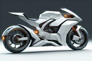 AI generated a brand-less generic concept motorcycle in studio environment. generative ai photo