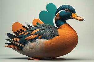 AI generated Beautiful duck on a solid color background. ai generative photo