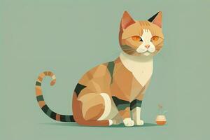 AI generated Cute cat sitting on the floor. Vector illustration in retro style. ai generative photo