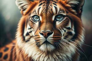 AI generated Close-up portrait of a beautiful tiger in the forest. Animal portrait. generative ai photo