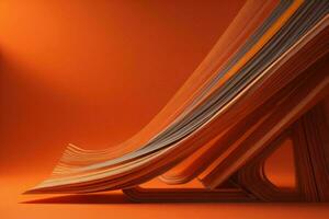 AI generated an abstract orange background with curved sheets of paper. ai generated photo
