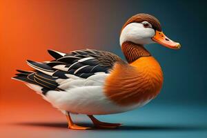 AI generated a duck isolated on blue background. generative ai photo