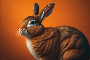 AI generated Easter bunny on a solid color background. ai generative photo