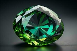 AI generated Green sapphire on a black background. generative ai photo