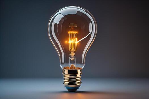 AI generated Glowing glass light bulb on dark background. ai generative photo